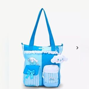 Cinnamroll Cargo Tote Bag With Plush Keychain
